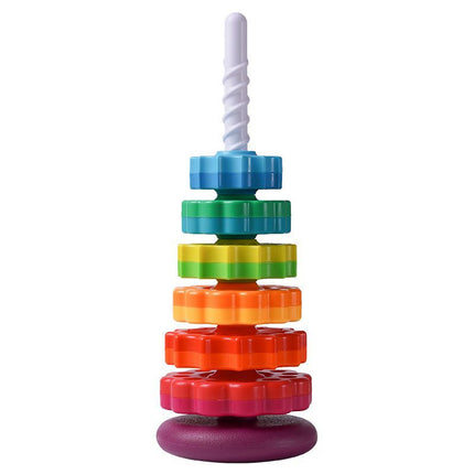 Amazon Yiyuanquan Infant Cognitive Rainbow Rotating Toy Enlightenment Early Education Geometric Ring Stacking Toy