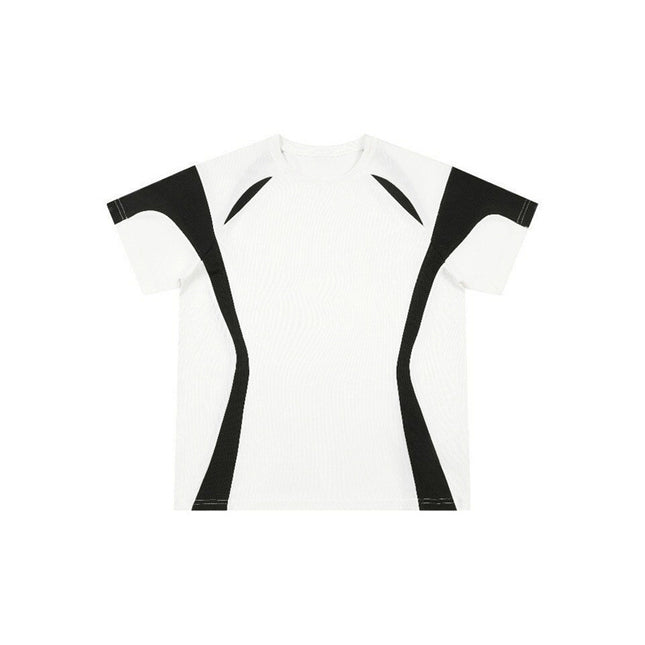 Cross-Border Supply Manufacturer Direct Sales T-Shirt Custom Round Neck Contrasting Color Splicing Loose Short-Sleeved T-Shirt Blank Board Summer