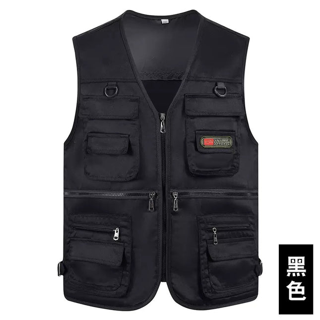 Spring and Autumn Multi-pocket Functional Photography Vest Fishing Waistle Outdoor Tooling Men's Vest Reporter Multi-pocket Horse Clip