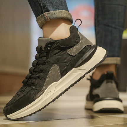 2025 Winter Men's Shoes with Fleece Lining, Casual Shoes, down Fabric Men's Sneakers, Warm and Versatile, Slip-On Sneakers