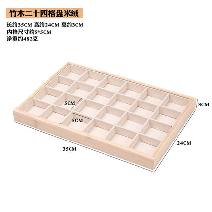 Bamboo Edge 24-grid Jewelry Disc Earrings Headline Necklace Sorting Finishing Box Beaded Flower Jewelry Display Rack Looking at Pallets