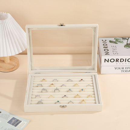 New Jewelry Box Large Capacity Flannel Jewelry Box Ring Necklace Earrings Storage Box Advanced Portable Dust-proof Box