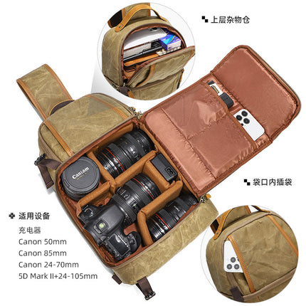 Photography Bag Canvas Wear-Resistant Camera Bag Single Shoulder Crossbody Chest Bag Slr Digital Bag Storage Crossbody Camera Breathable