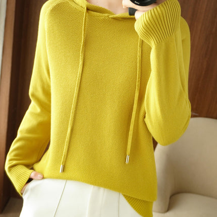 Lazy Style Hoodie Sweater for Women in Autumn and Winter Thickeneded Loose Knitted Hoodie Jacket for Women with Trendy Long-Sleeved Tops