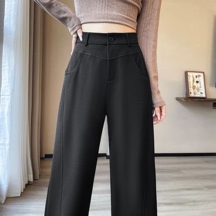 2026 New Style Women's Summer Straight-Leg Wide-Leg Suit Pants, Casual High-Waisted Drapey Trousers for Petite Figures