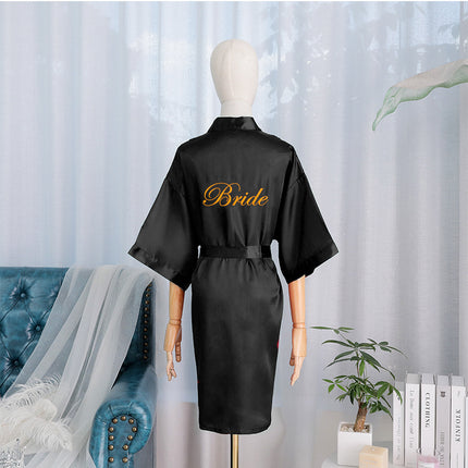 bride Gown morning Gown Lady nightgown wedding makeup bridesmaid group wedding kimono imitation silk cardigan bathrobe