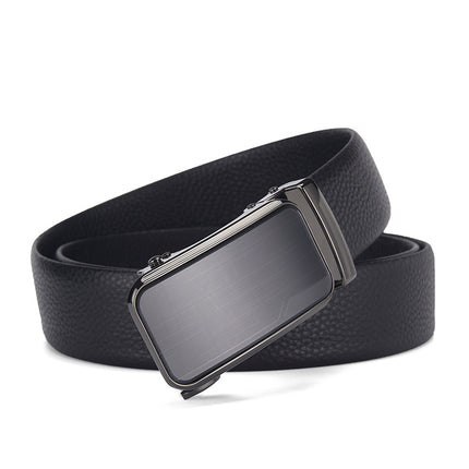 Cross-border Hot Selling Belt Men's Belt Automatic Buckle Litchi Pattern Head Layer Cowhide Men's Trendy Casual Belt