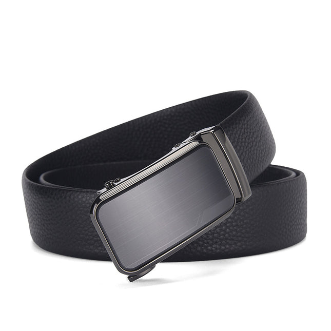 Cross-border Hot Selling Belt Men's Belt Automatic Buckle Litchi Pattern Head Layer Cowhide Men's Trendy Casual Belt