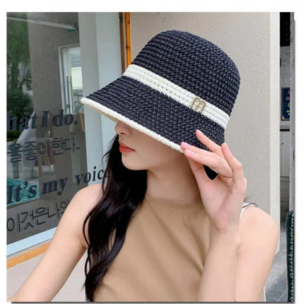 Summer Women's Korean-Style Sun Protection Sun Hat, Foldable Straw Hat, Anti-Uv Fisherman Hat, Outdoor Face-Covering Bucket Hat