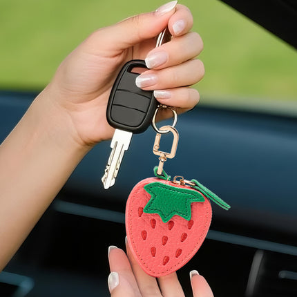 Fresh and Sweet Strawberry-Shaped Keychain, Cute Mini Fruit Series Bag Pendant, Compact Coin Bag