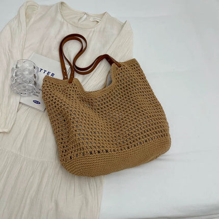 2026 New Style Single-Shoulder Beach Bag, Lazy Style Cotton Woven Bag, Internet Celebrity Style, Yunnan Travel Straw Woven Bag