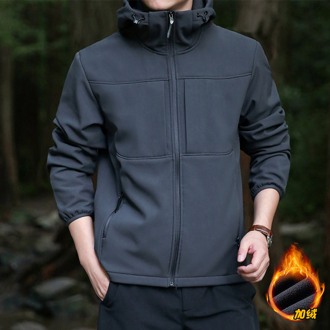 2024 New Soft Shell Outdoor Clothes Men's Outdoor Breathable Windproof Clothes Hiking Leisure Men's Sports Plus