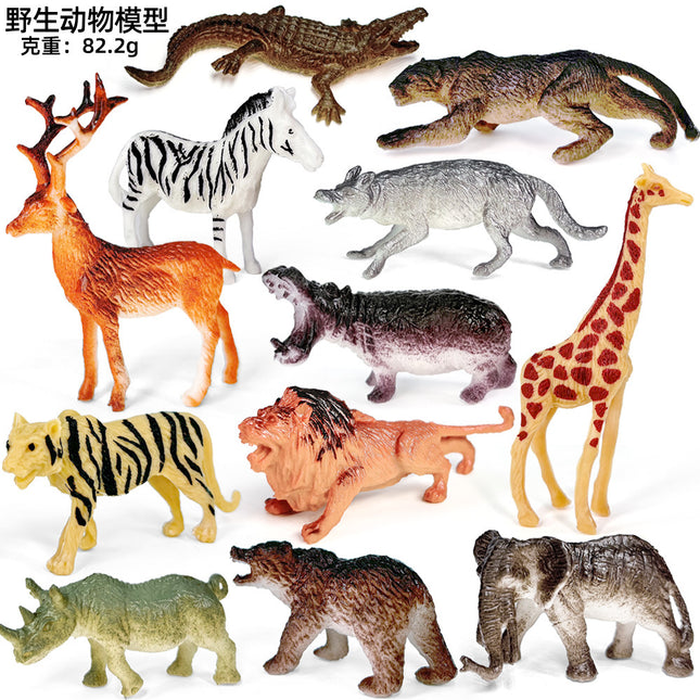 Free Shipping Simulation Wildlife Model Tiger Giraffe Lion Crocodile Elephant Rhino Hippo Wolf Cognitive Toy