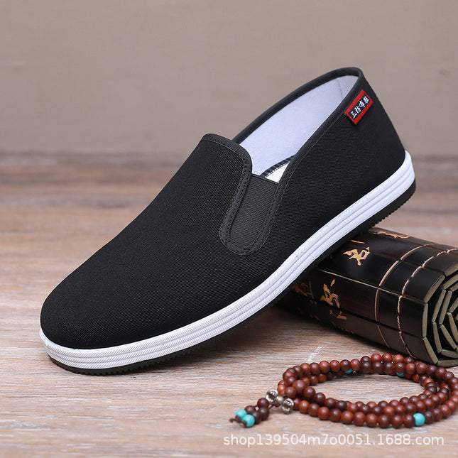 2025 New Style Old Beijing Cloth Shoes Men's Shoes Deodorant Slip-On Casual Shoes Mugwort Three-Proof Cloth Shoes Work Shoes Soft Sole