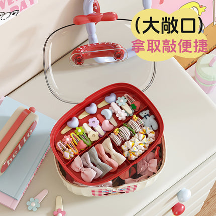 Dopamine Hair Jewelry Box Children's Cartoon Double Layer with Separated Large Capacity Hairpin Jewelry Plastic Portable Storage Box