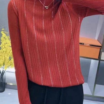 Spring and Autumn New Style Diamond Half Turtleneck Sweater Pullover Wool Loose Versatile Sweater Western Style Bottoming Shirt Wholesale