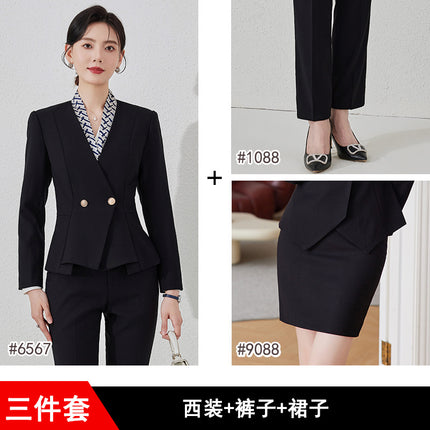 High-end Suit suit Female Spring and Autumn Professional Temperament Goddess Fan Hotel Manager Front Desk Reception Beauty Salon Overalls