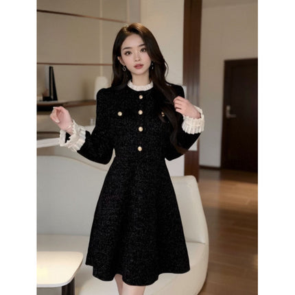 Chinese New Year's War Gown New Year Red Fragrance Style dress Women's Autumn and Winter Small Annual Meeting Dress Light Luxury
