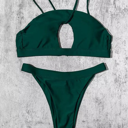 Billion swimming 2025 foreign trade new split bikini women sexy solid color strap low waist hollow swimsuit wholesale