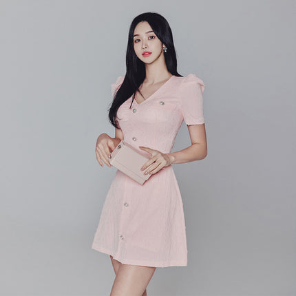 Foreign trade women's clothing 2024 new socialite temperament V-neck high-end light luxury slim A dress