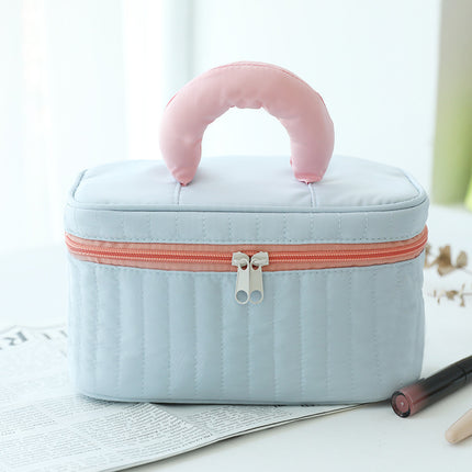 New Color-Blocked Makeup Bag, Large Capacity, High Aesthetic Toiletry Bag, Portable Travel Storage Bag, Versatile Macaron Color