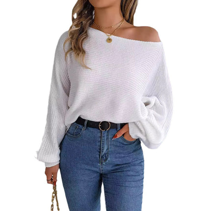 Clearance Sale Real Photos Autumn and Winter Casual Loose Solid Color Batwing Sleeve Pullover Sweater Independent Cross-Border European and American Women's Fashion