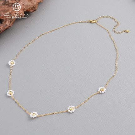 Lishan Versatile Bowknot Accessories Titanium Steel Metal Chain Series Layered Natural Stone Necklace Clavicle Chain for Women