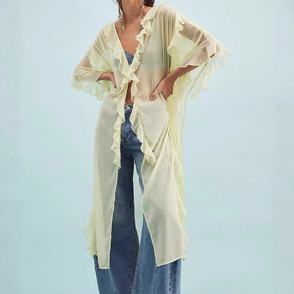 2025 Cross-Border French Sweet Peach Summer Vacation Style Asymmetrical Ruffle Skirt Top Feminine Dress