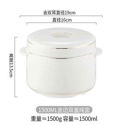 Water-proof Stew Pot Chunky Stew Pot Ceramic Steamed Egg Stew Pot with Lid Double Lid Soup Pot Household Bird's Nest Size Inner Pot Steaming Pot