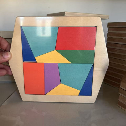 Wooden hexagon intelligence geometric puzzle cellular jigsaw puzzle honeycomb puzzle kindergarten baby toy