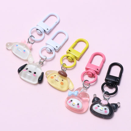 Transparent Animal Three-Creeper European Cinnamon Dog Kuromi Resin DIY Keychain Ring Accessories Pendant