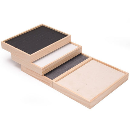 Simple solid wood small size hundred ring plate ring pair ring diamond ring silver ring ear studs storage display tray 48-bit plate