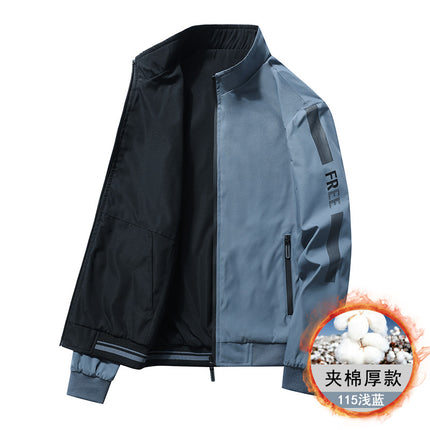 Double-sided men's jacket spring and autumn casual jacket men's foreign trade new cotton-padded jacket two-side quilted baseball uniform men