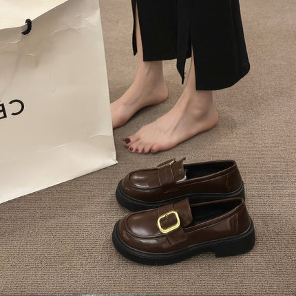 Loafers Thick-soled 2023 Autumn New Style Slip-on Explosions Spring and Summer High-end British-style Soft-soled Leather Shoes
