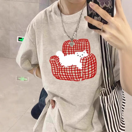American Retro Pure Cotton Short-Sleeved T-Shirt for Women Summer 2026 New Design Student Loose and Lazy Style Half-Sleeved Top