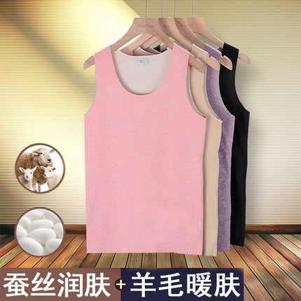 Women's AB Face Seamless Thermal Underwear Vest Women's Two-color Base Shirt Crewneck Vest Cashmere Silk Women's Vest