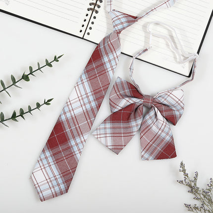 Japanese and Korean striped jk/dk college style men's and women's red cyanotic gray blue shirt accessories tie-free collar suit