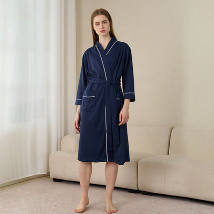 Hotel Bathrobe Women's Spring and Summer Thin Water Absorbent Quick-drying Nightgown Men's Mid-length plus size Hot Spring Swimming Sauna Bath Towel