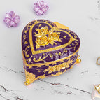 Heart-shaped rose gold purple jewelry box