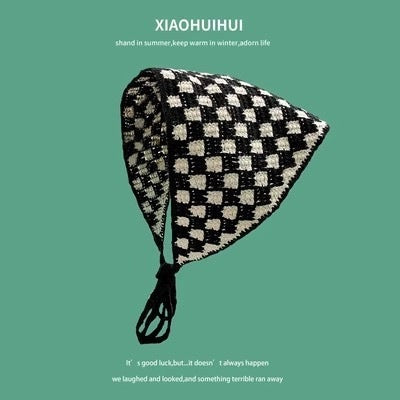 Hot Girl Internet Celebrant Photo Flower French Style Triangle Scarf Headscarf Women's Cute Knitted Hair Band Silk Scarf High-grade Headwear Summer