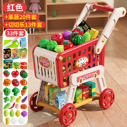 Cross-border Children's Play Home Simulation Shopping Cart Toy Baby Trolley Fruit Supermarket Boys and Girls