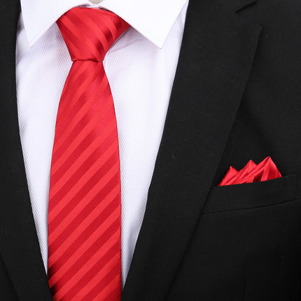 Formal wear wedding tie men's 8CM bridegroom wedding Korean style wine red business tie narrow zipper lazy men and women