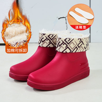 Cross-Border Hot-Selling Low-Cut Rain Boots for Women, Fashionable Water Shoes, New Non-Slip Rain Boots, Adult Warm Water Boots, Rubber Shoes Wholesale