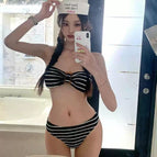Black striped bikini 2-piece set / S 40.00 kg-47.50 kg