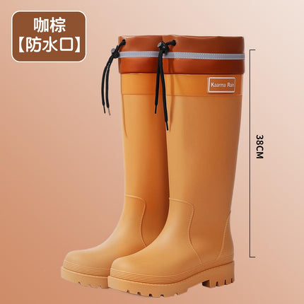 New Fashionable Women's Shoes, Extra High Women's Outer Wear Rainforest Hiking Wading Shoes, Heightening Waterproof Women's Water Shoes, Rubber Shoes and Overshoes