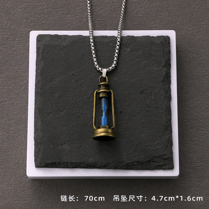 Retro Kerosene Lamp Hourglass Necklace Personalized Hip Hop Men's Pendant All-match sweater chain hip-hop jewelry wholesale accessories
