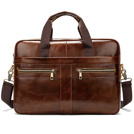 Men's Genuine Leather Briefcase Business Men's Bag Top Layer Cowhide Portable Lawyer Computer Bag Men's Shoulder Crossbody Bag