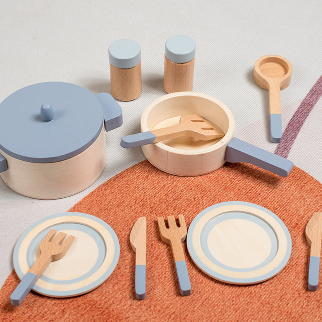 Cross-border New Products Wooden Children's Play-house Simulation Kitchen Toy Set Cooking Rice Cooking Kindergarten Interactive Toys
