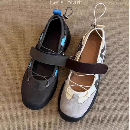 French Retro Versatile Velcro Mary Jane Shoes for Women 2025 New Style Shallow Mouth Comfortable and Lightweight Ballet Sneakers