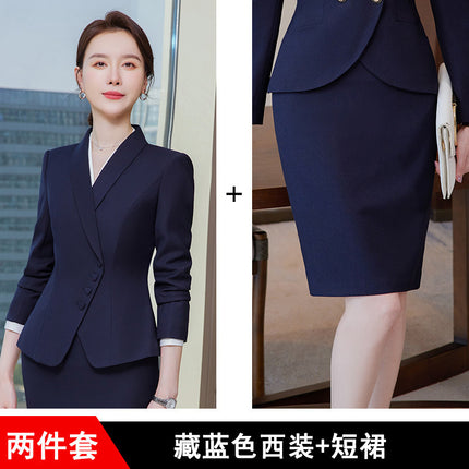 apricot Suit suit Female 2024 Spring and Autumn Hotel Beauty Salon Jewelry Store Front Desk Reception Professional Temperament Work Clothes